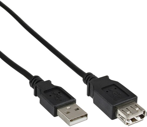 KABEL INLINE VERLENG USB-A 2.0 M/V 1.8 -KABEL MANAGEMENT 34618B M ZWART
