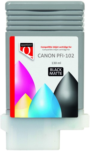 INKCARTRIDGE QUANTORE CANON PFI-102 MAT -QUANTORE LARGE FORMAT INKTCART B45511PR ZWART